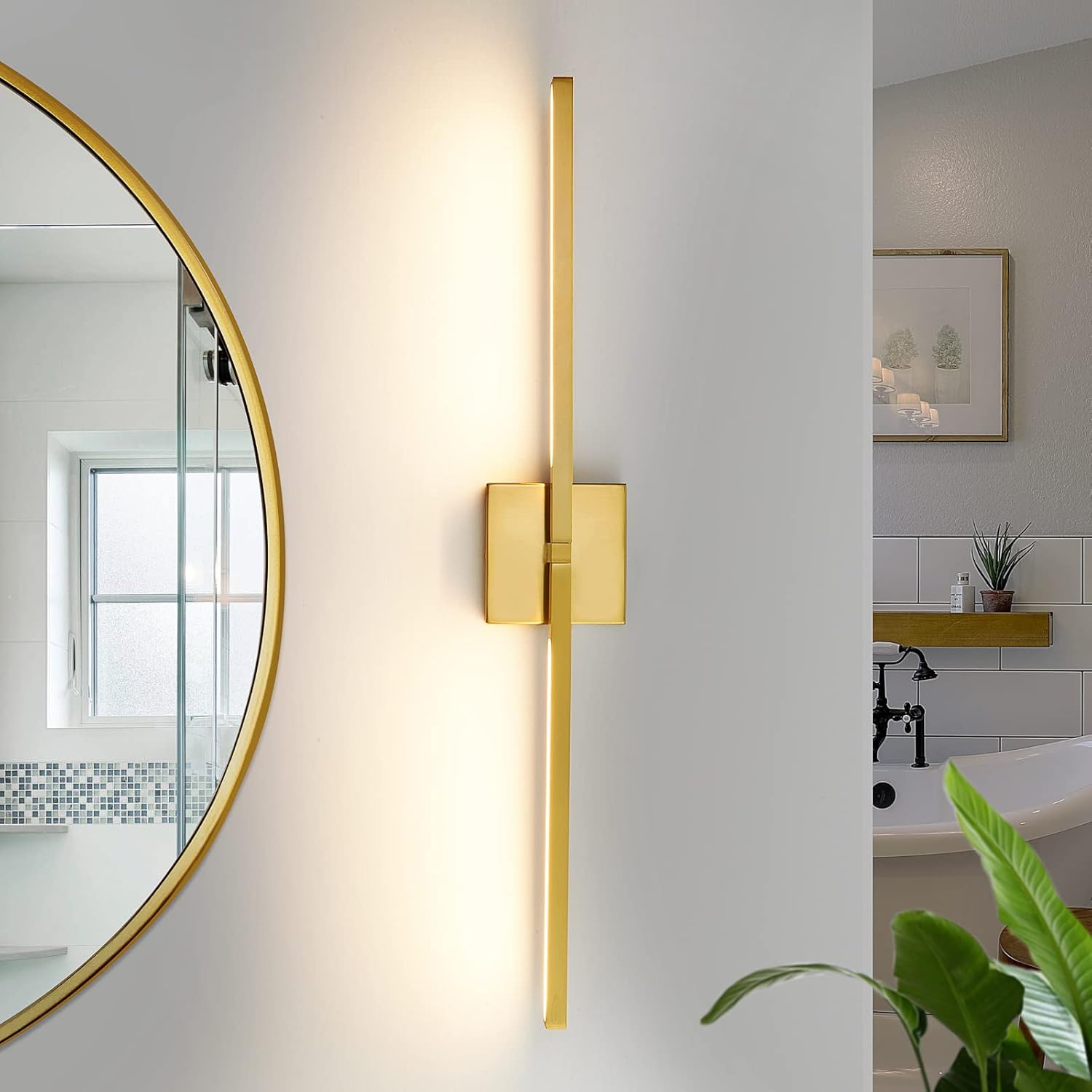 Gold Bathroom Vanity Light Fixtures - 30 inch Rotatable Modern LED Vanity Lights for Bathroom with 3500K Warm Light Brushed Bath Wall Sconce Over Mirror - Image 3