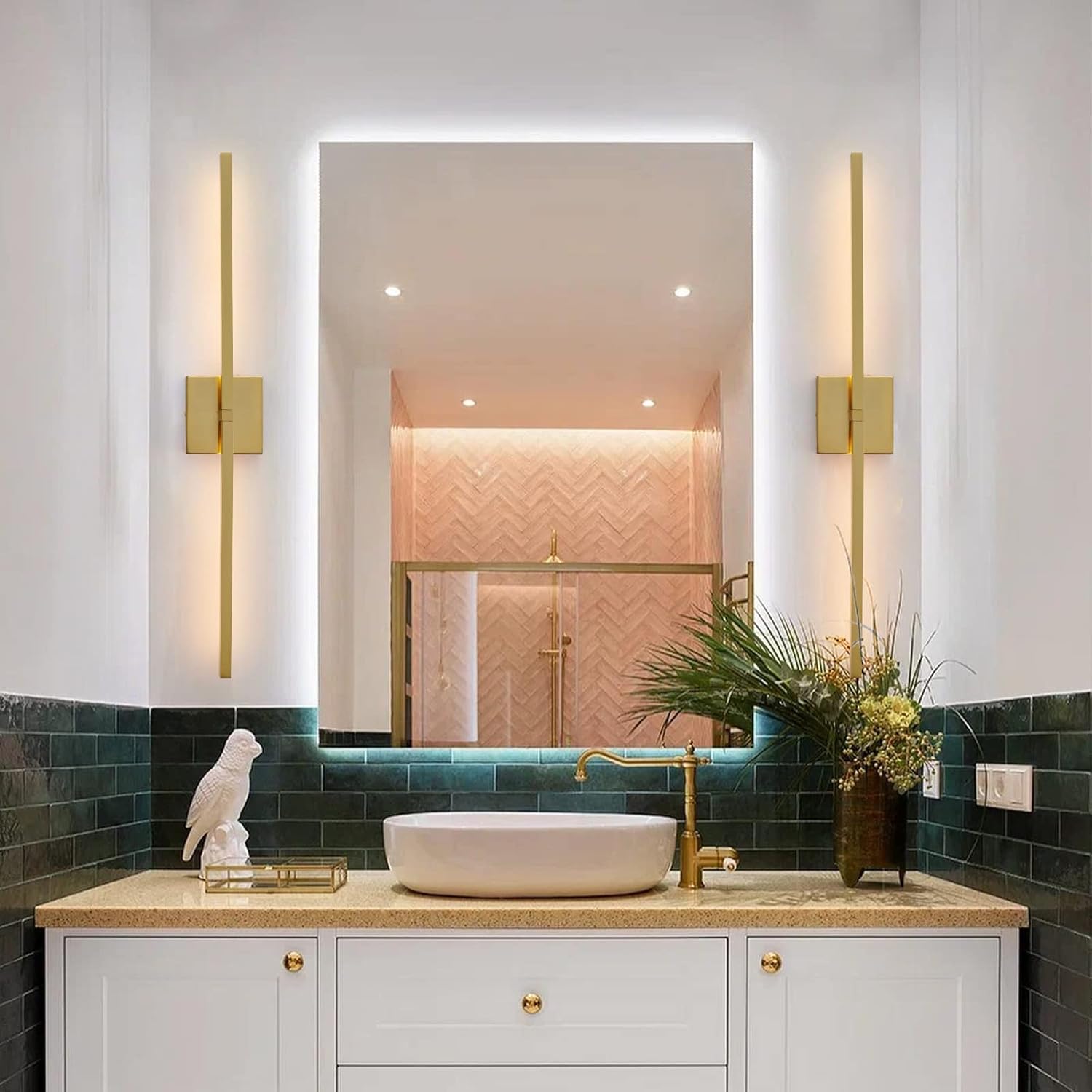 Gold Bathroom Vanity Light Fixtures - 30 inch Rotatable Modern LED Vanity Lights for Bathroom with 3500K Warm Light Brushed Bath Wall Sconce Over Mirror - Image 5