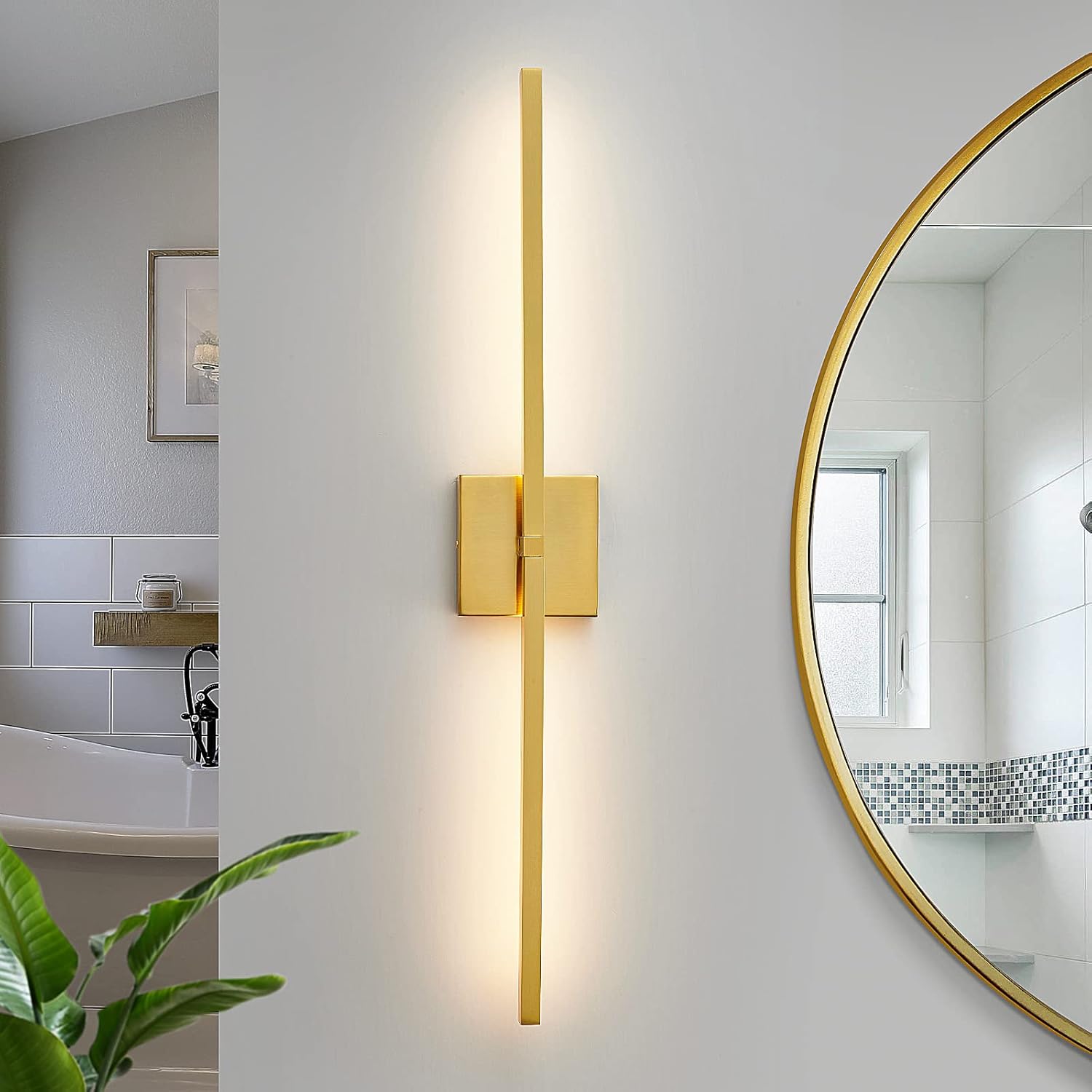 Gold Bathroom Vanity Light Fixtures - 30 inch Rotatable Modern LED Vanity Lights for Bathroom with 3500K Warm Light Brushed Bath Wall Sconce Over Mirror - Image 10